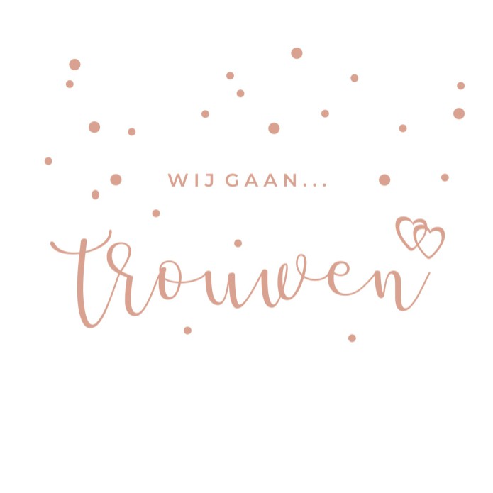 Luxe trouwkaart vierkant gevouwen met rosé goudfolie