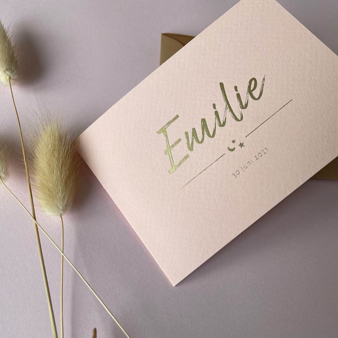 Lief geboortekaartje met maan en sterren meisje