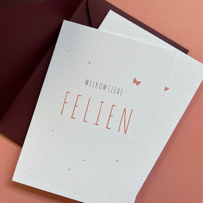 Lief geboortekaartje meisje vlinder