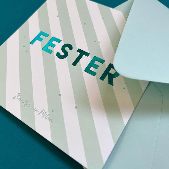 Modern en kleurrijk geboortekaartje jongen met mint en petrol blauw