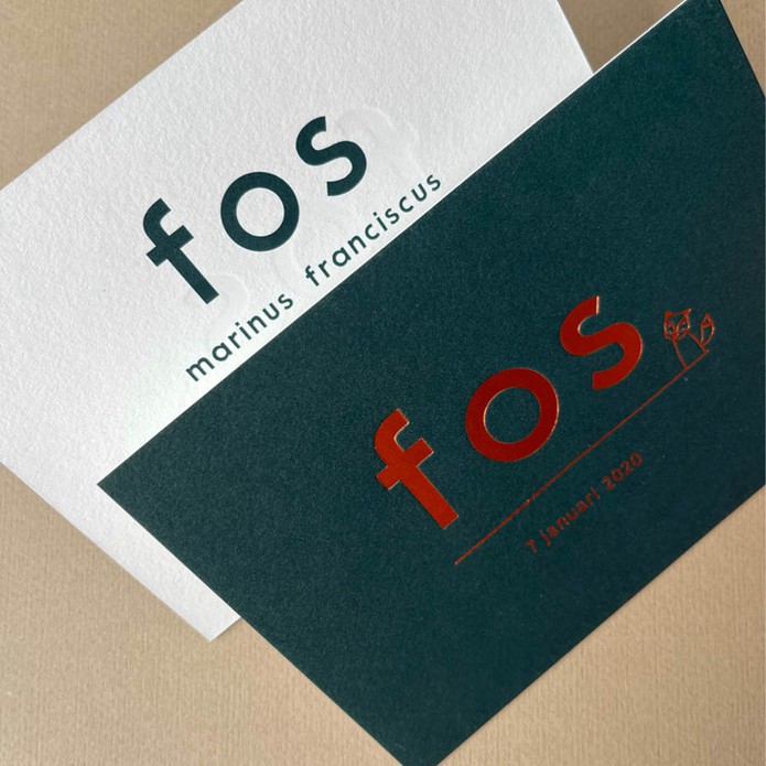 Jongens geboortekaartje met vosje in koperfolie