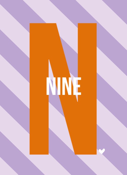 Geboortekaartje circus strepen lila oranje meisje