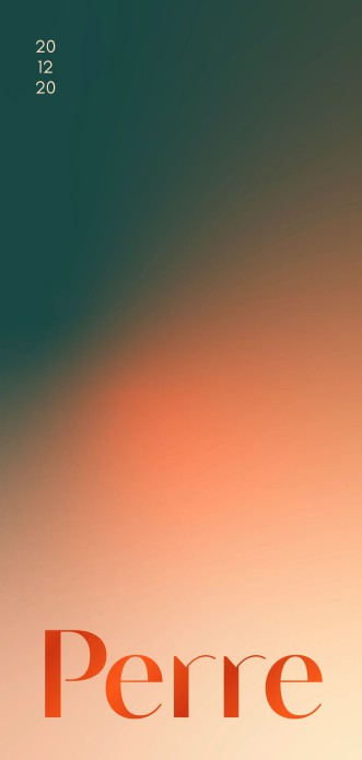 Geboortekaartje met kleurverloop in de kleuren groen en perzik