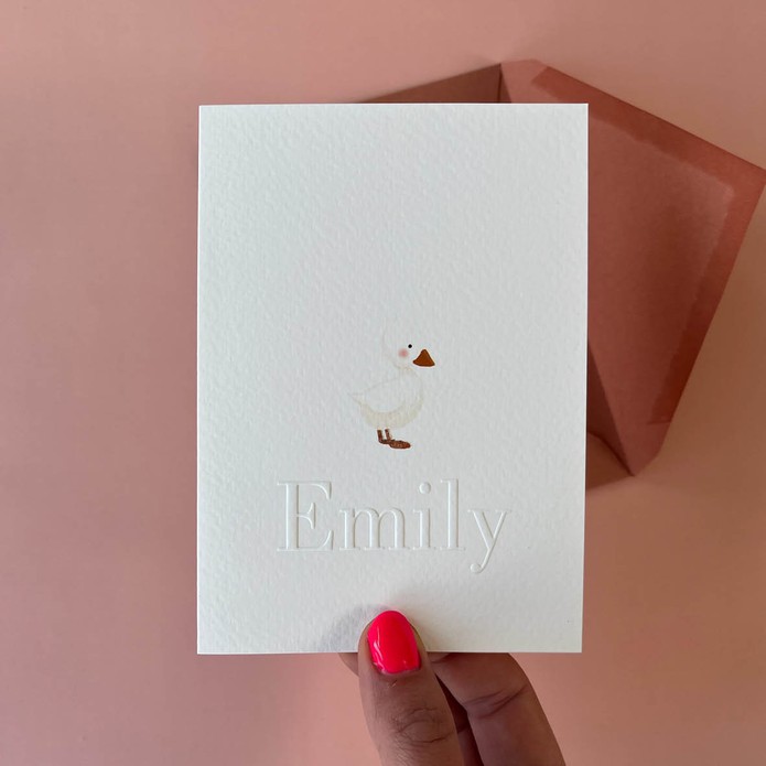 Geboortekaartje met verfijnde reliëfdruktechniek