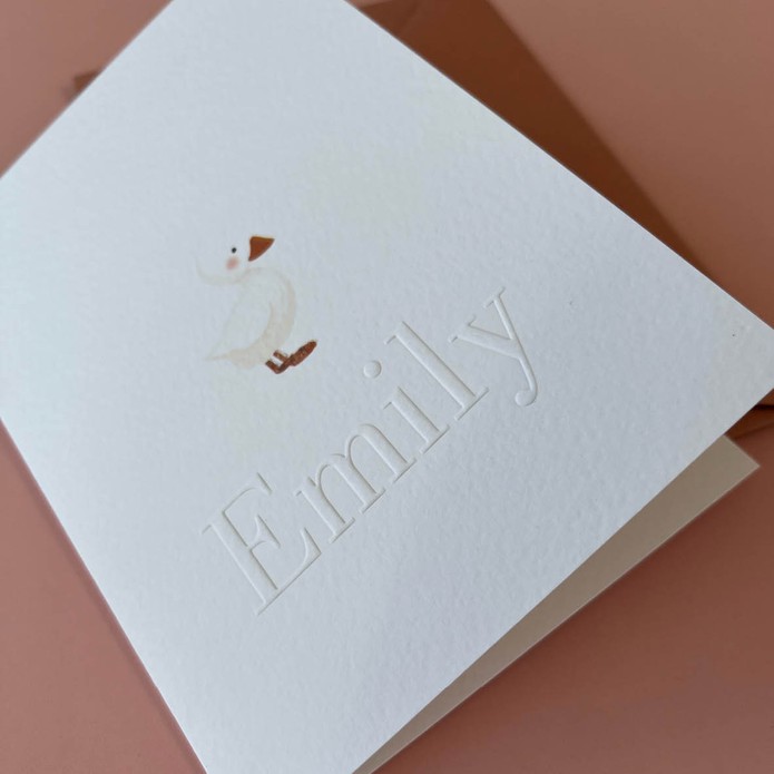 Geboortekaartje met verfijnde reliëfdruktechniek