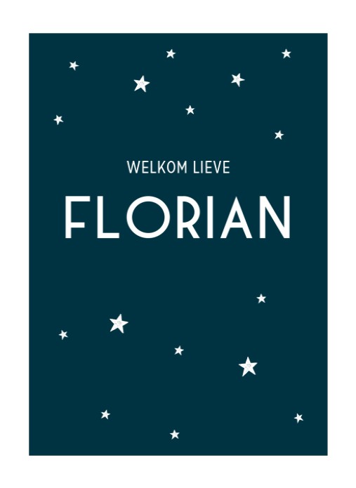 Geboortekaartje voor jongen met sterren op de voor- en achterkant