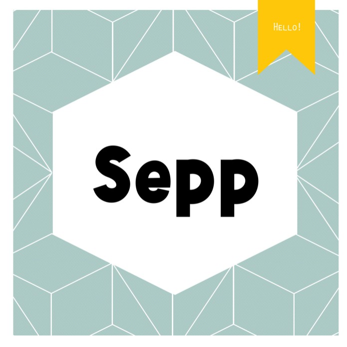 Grafisch geboortekaartje met hexagon munt groen