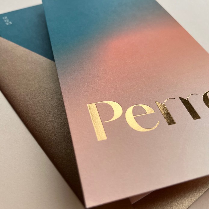 Geboortekaartje met kleurverloop in de kleuren groen en perzik