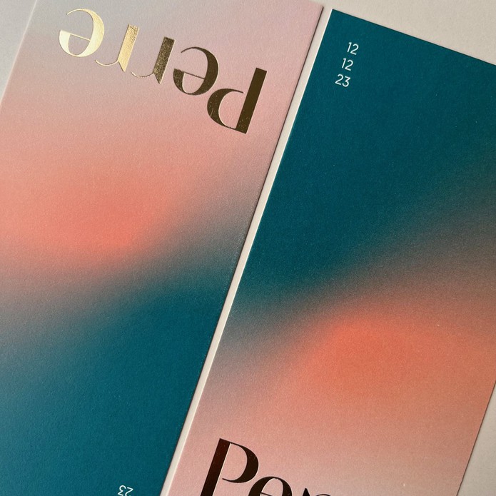 Geboortekaartje met kleurverloop in de kleuren groen en perzik