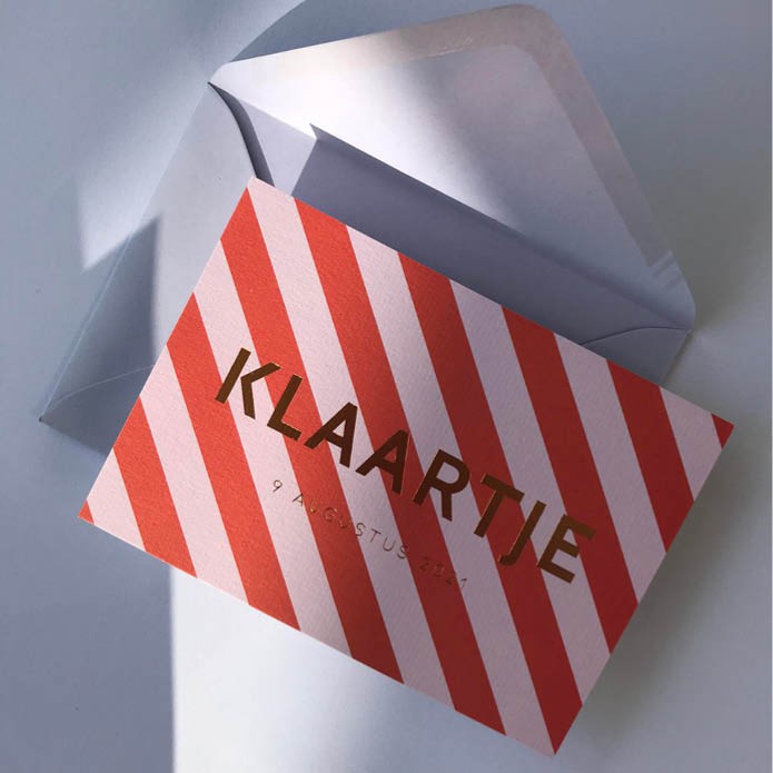 Bijzonder geboortekaartje meisje met strepen