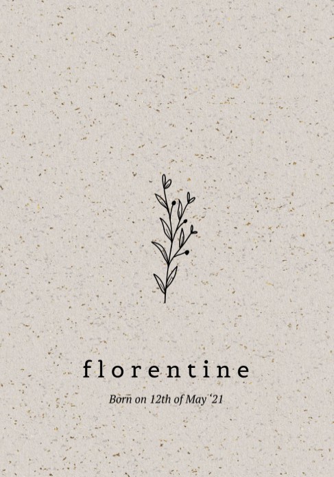 Klassiek geboortekaartje op graspapier look