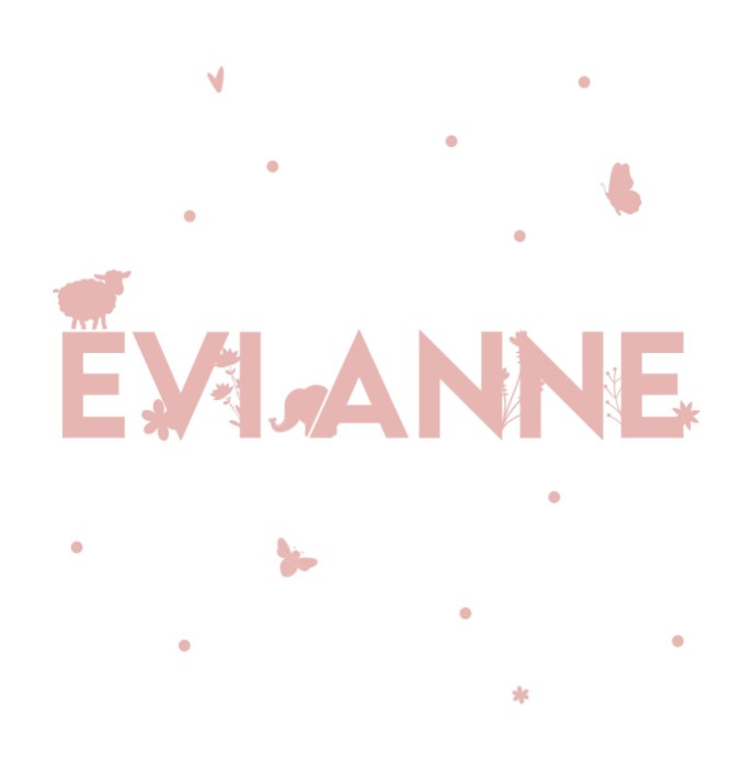 Lief letterpress geboortekaartje diertjes en bloemen