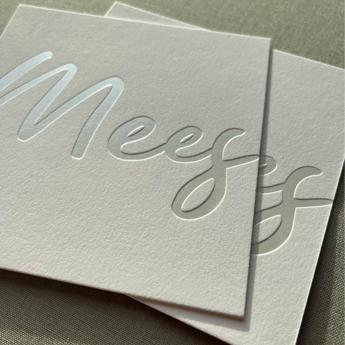 Sereen geboortekaartje letterpress folie naam