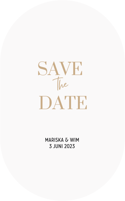 Minimalistische save the date met goudfolie