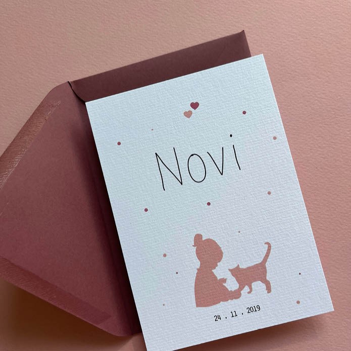 Lief geboortekaartje meisje silhouet