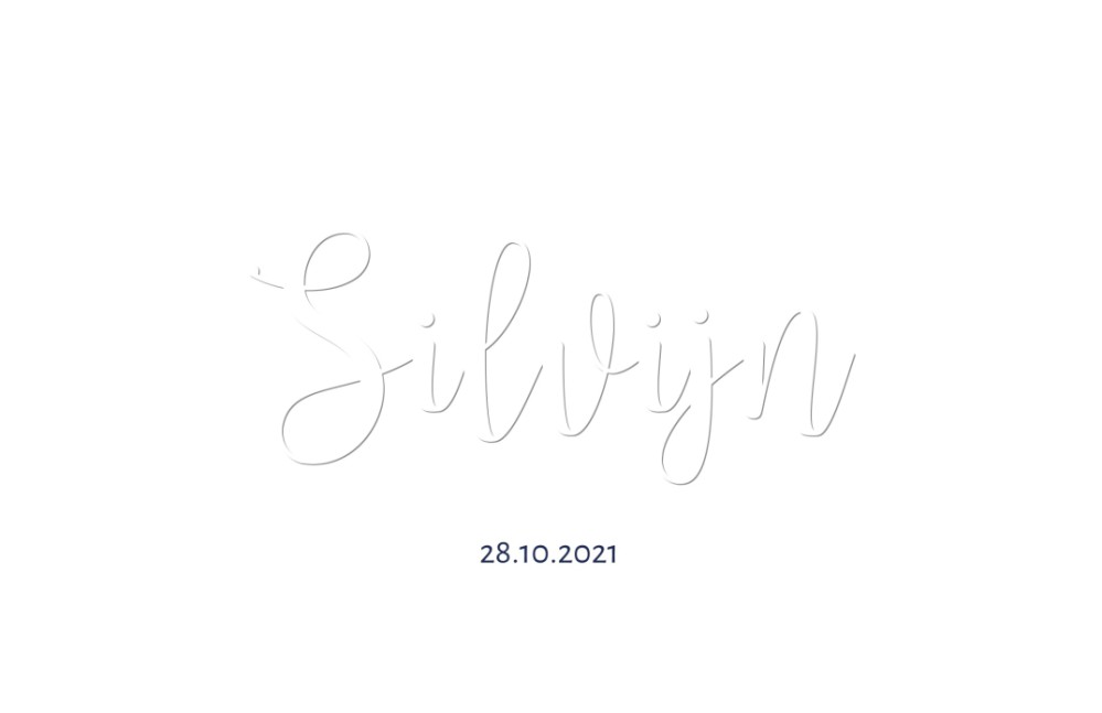 Origineel geboortekaartje met letters verhoogd