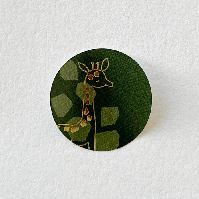 Sluitsticker groen, gouden giraffe