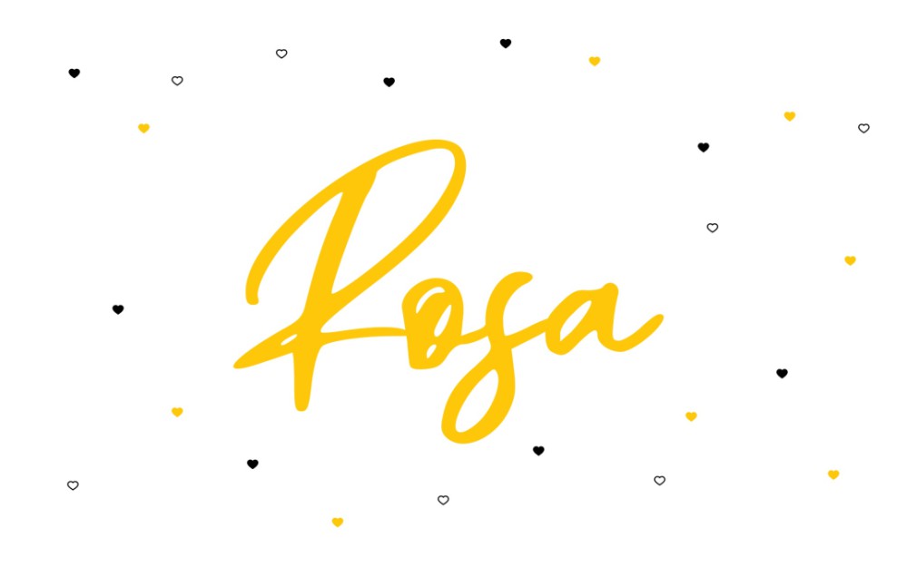 Simplistisch geboortekaartje wit met gele en zwarte hartjes