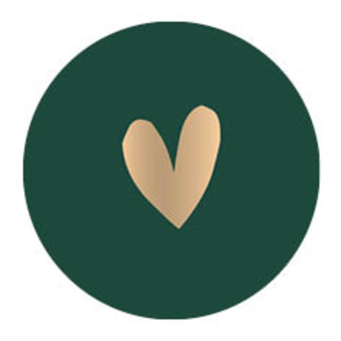 Sluitsticker groen, goud hartje