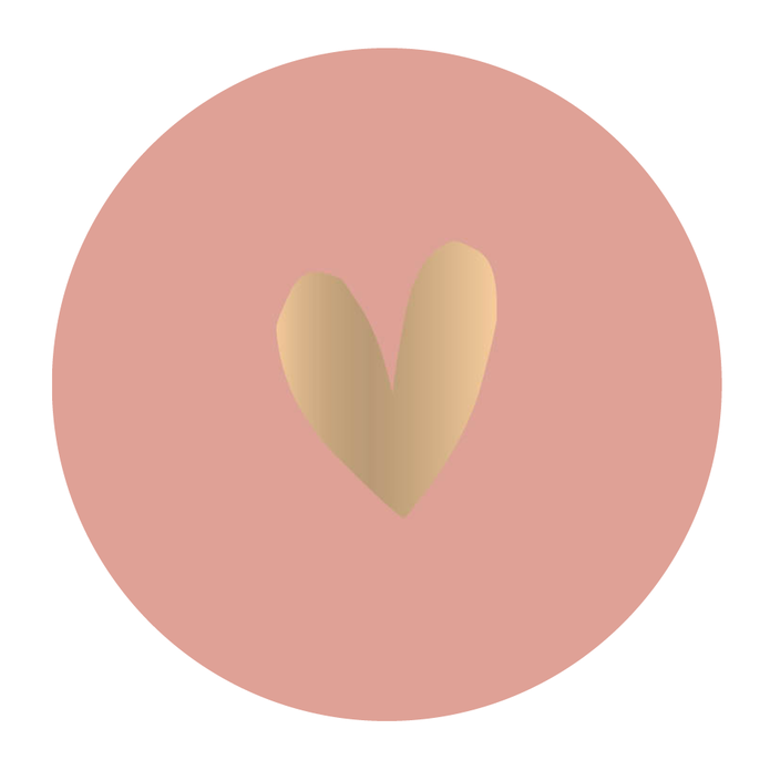 Sluitsticker donkerroze, goud hartje