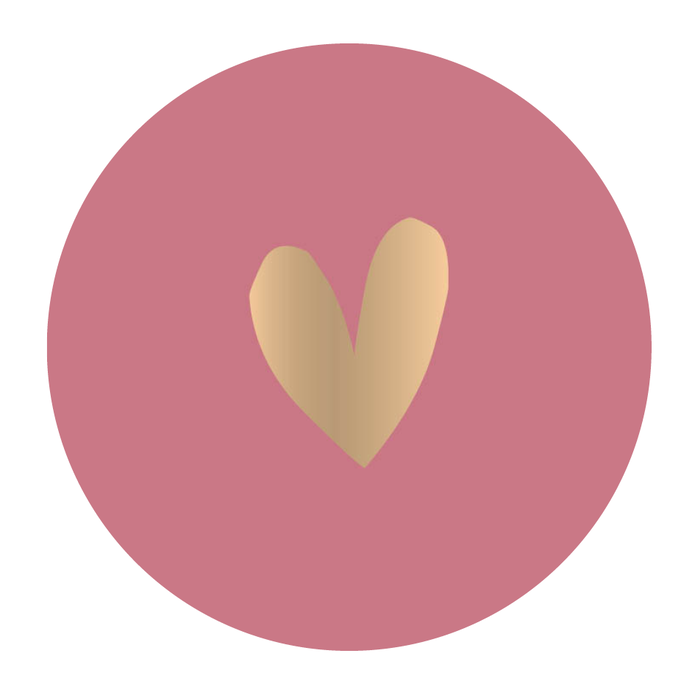 Sluitsticker paars, goud hartje