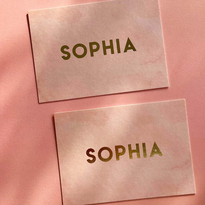 Watercolor oudroze geboortekaartje meisje met goudfolie