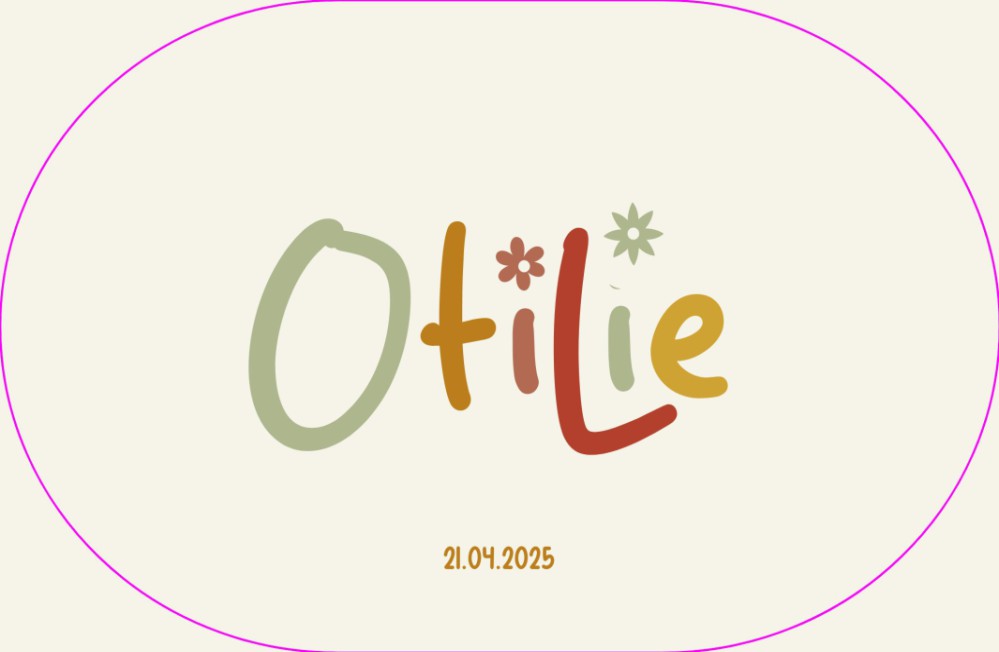 Speels geboortekaartje met vrolijke kleuren en ovale vorm | Geboortekaart meisje