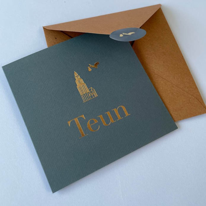 Geboortekaartje met Martinitoren van Groningen