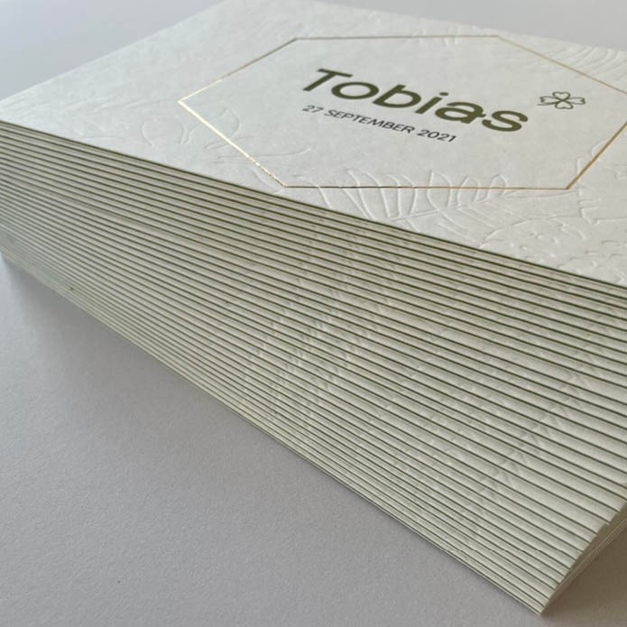 Geboortekaartje stoer voor jongen met blinde druk