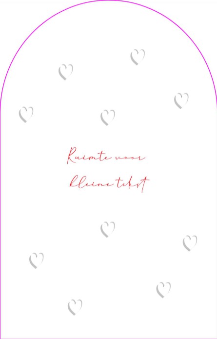 Uniek geboortekaartje met reliëfdruk hartjes en ronde boogvorm