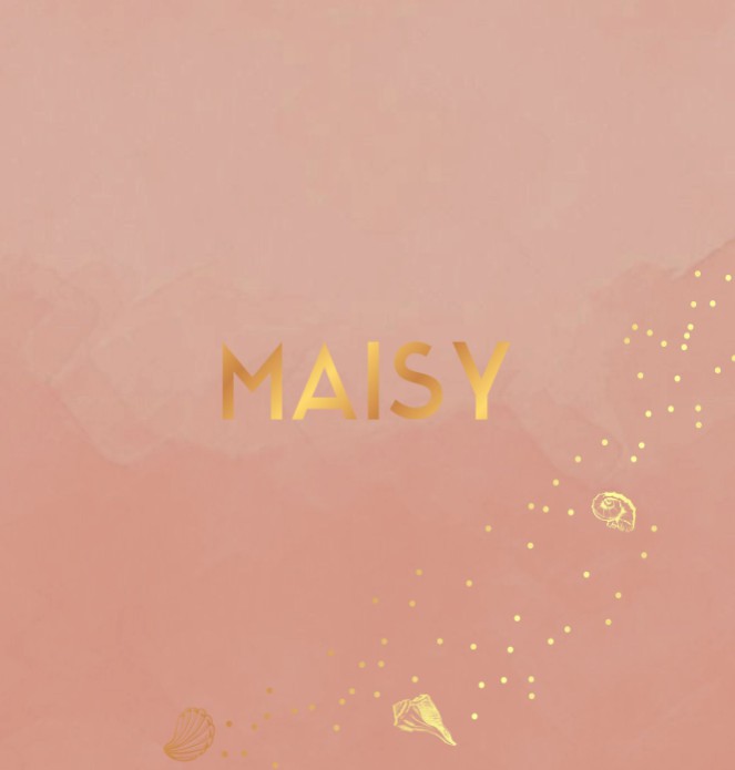 Watercolor geboortekaartje oudroze met koperfolie meisje