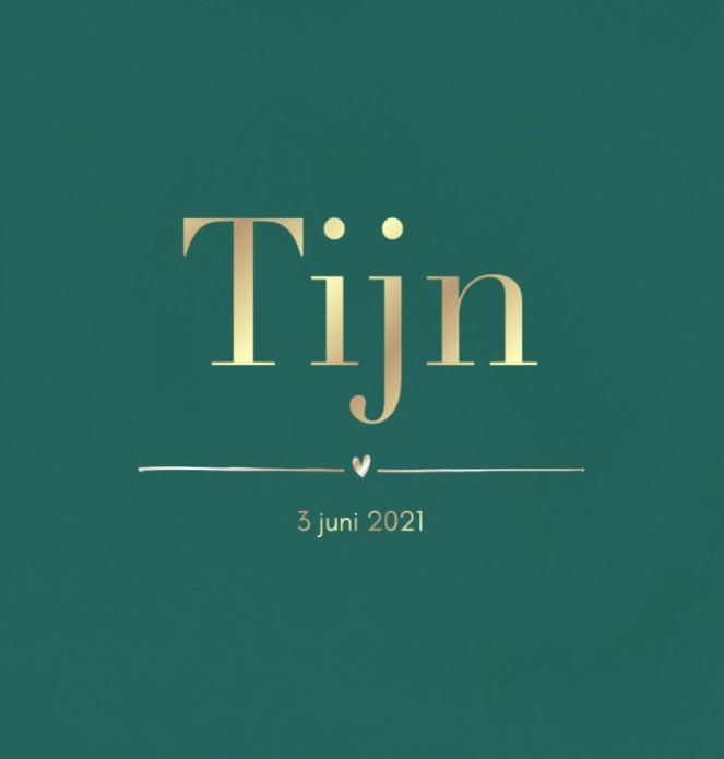 Waterverf geboortekaartje in grasgroen en goud jongen