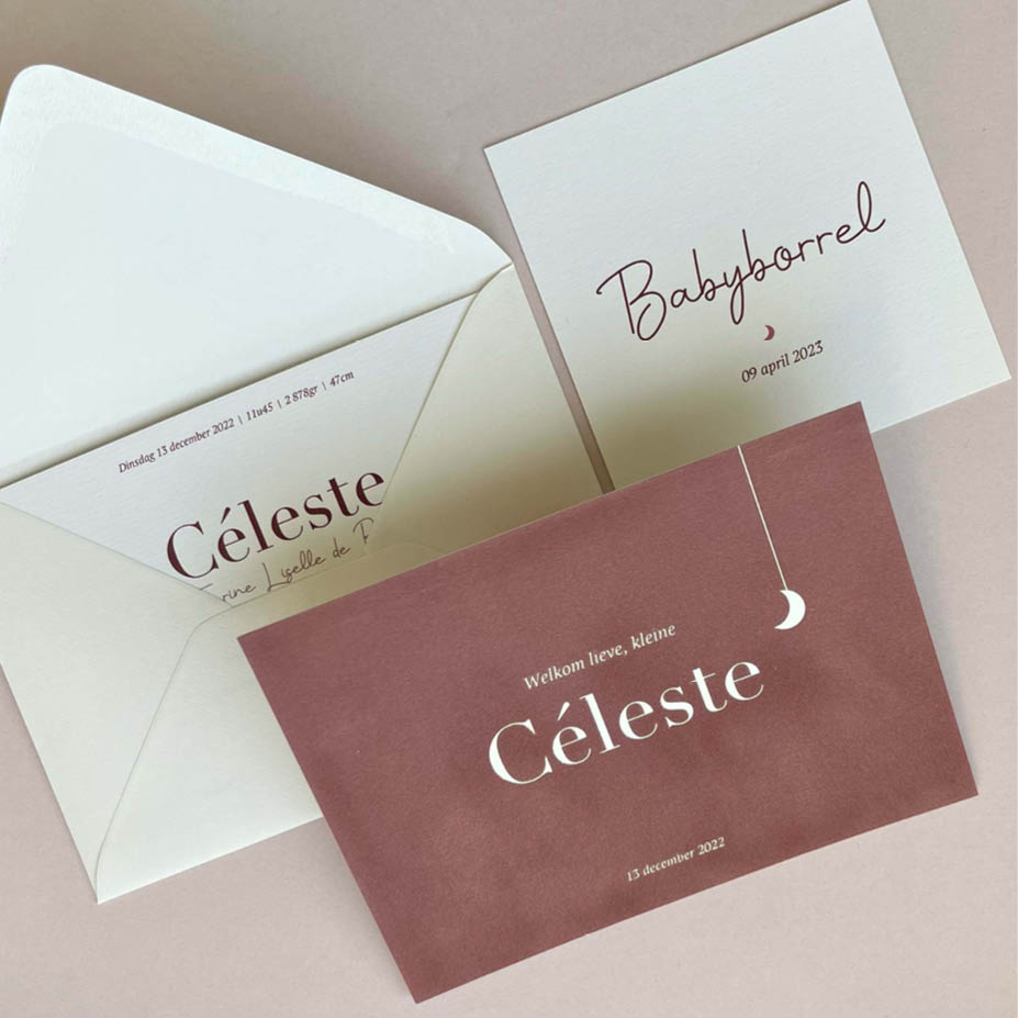 velvet oudroze + goudfolie | origineel kaartje Teun