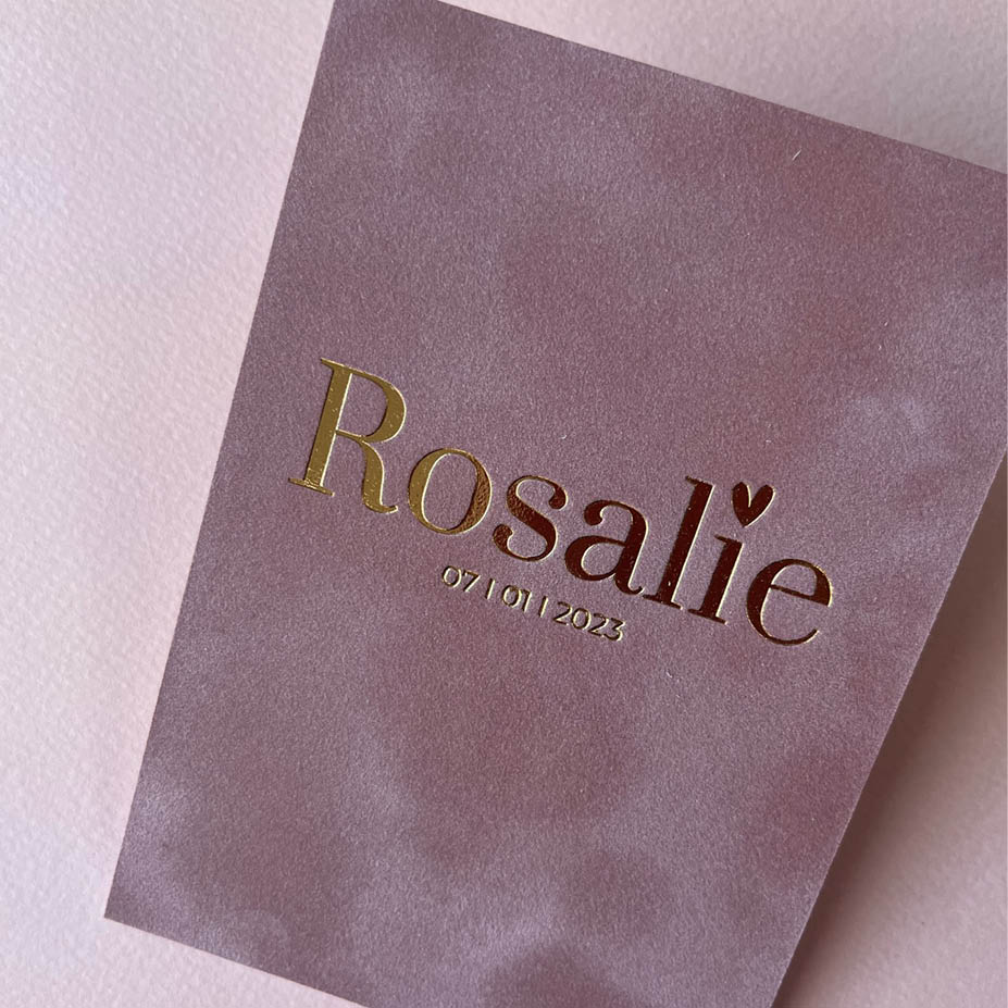 Velvet oudroze + caramel goudfolie | Origineel kaartje Doortje