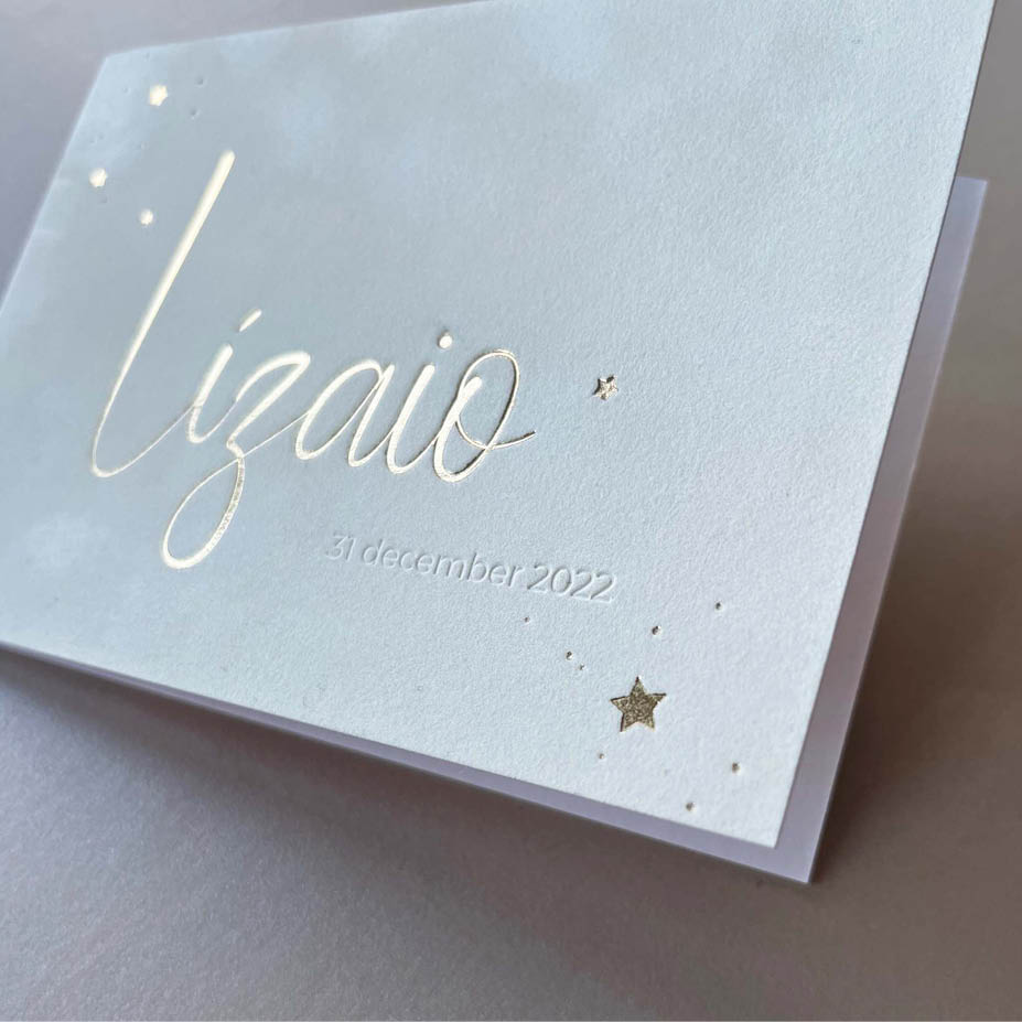 Velvet creme + goudfolie + reliëfdruk Origineel kaartje zelf maken