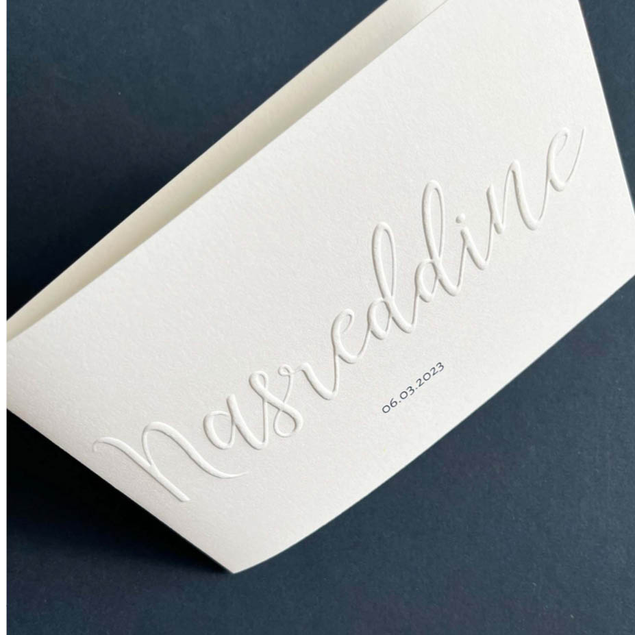 Gmund papier + reliëfdruk | Origineel kaartje Charlie