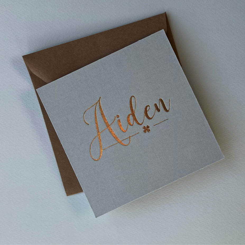 Azuurblauw linnen + goudfolie | Origineel kaartje Georges