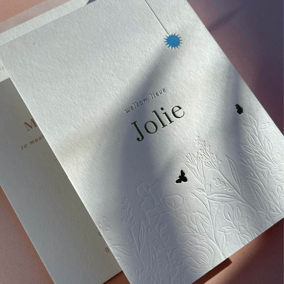 Multiloft 480gr + reliëfdruk + goudfolie | Origineel kaartje Pippa