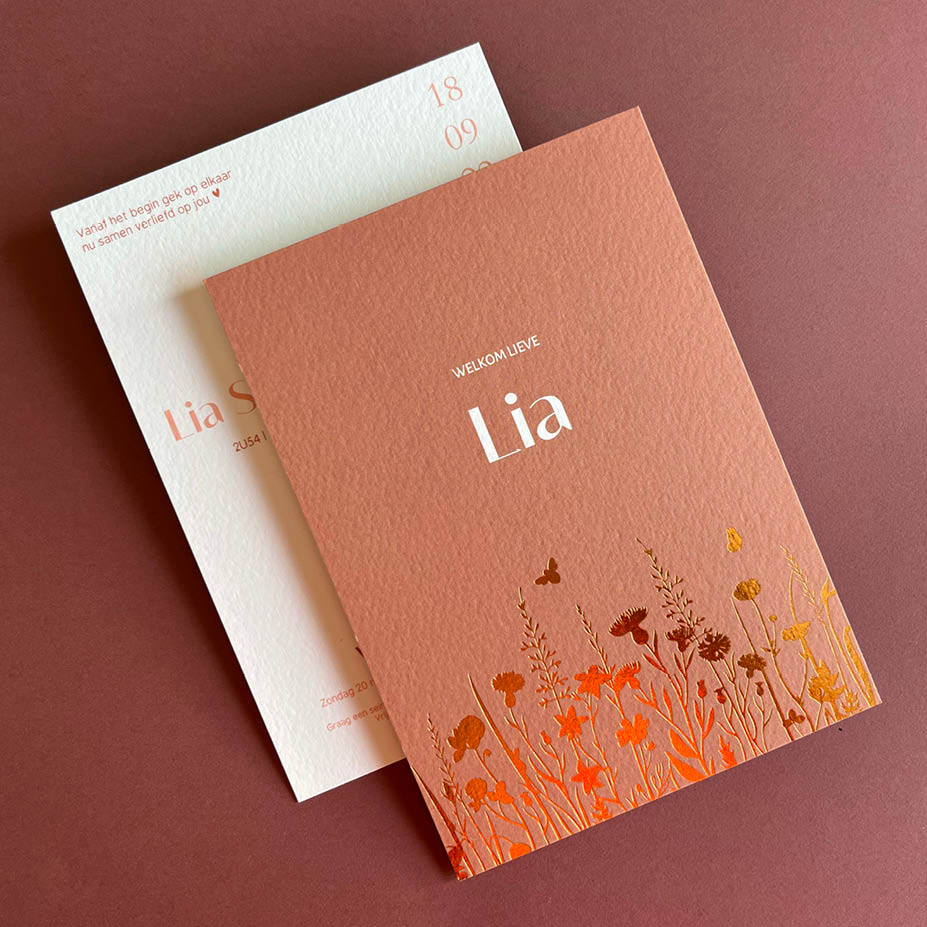 Reliëfpapier + bronsfolie | Origineel kaartje Marie